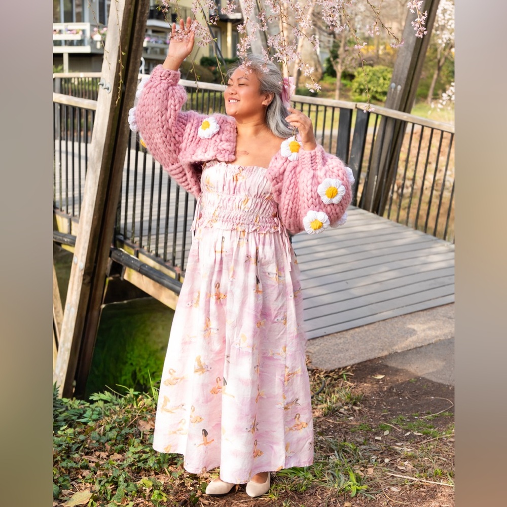 Farm Rio pink fish midi dress Medium euc